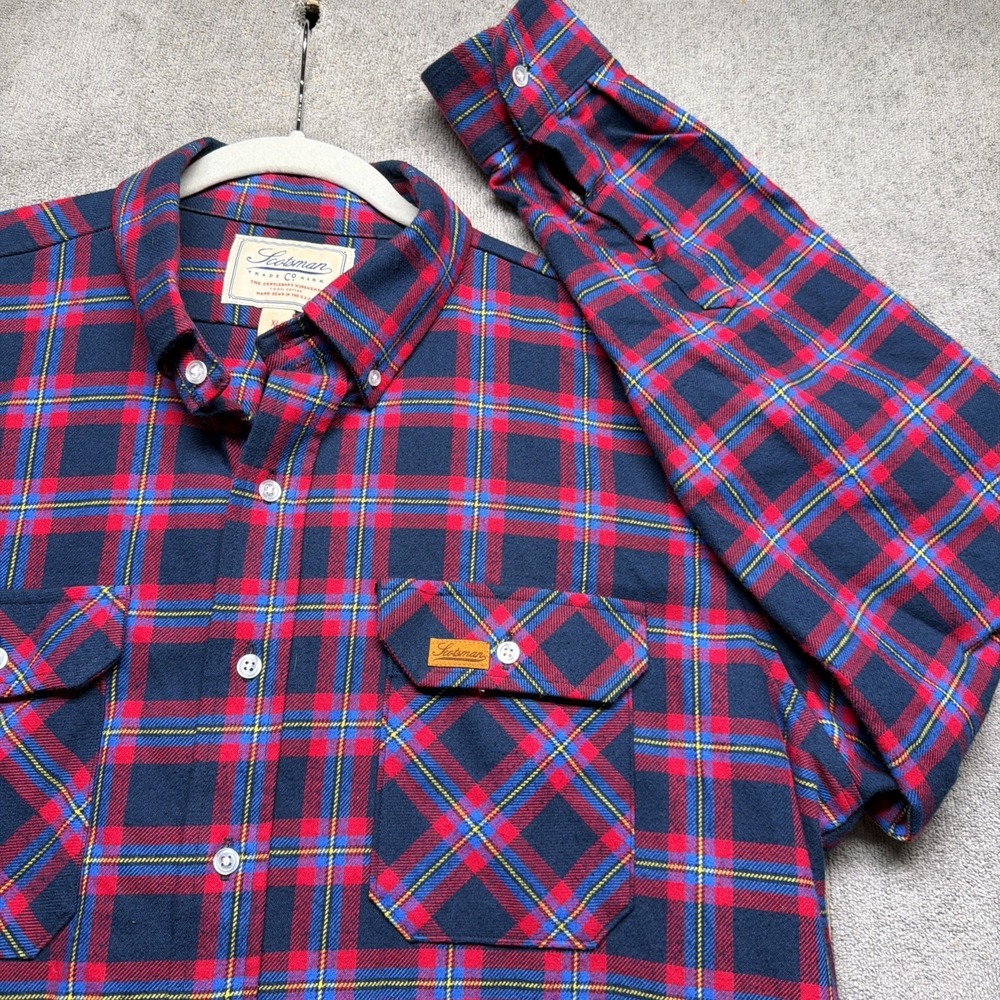 Scotsman Flannel Shirt Men's XL Red Plaid‎ Workwear Button Down Made in USA